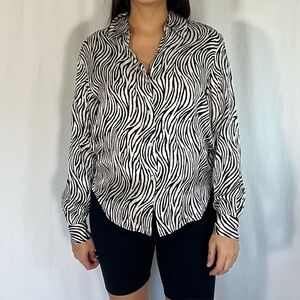 Style & Co. Collection Y2K Silk Zebra Print Blouse